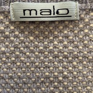 Malo Cashmere V Neck Knit Sweater Vest Fine Basketweave Blue Italian L